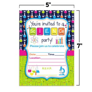 Amanda Creation Science Themed Birthday Party Fill in Invitations set of 20 with envelopes