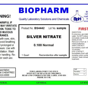 Silver Nitrate 0.100 Normal Standard Solution Quart (950 ml)