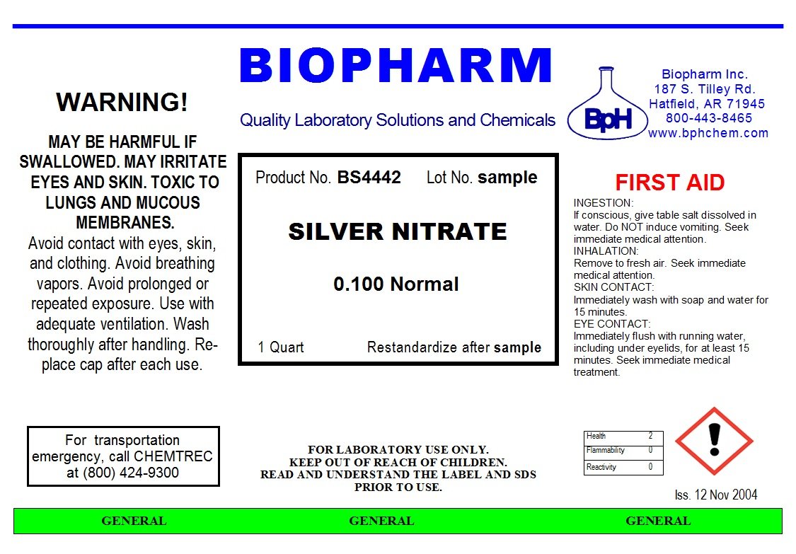 Silver Nitrate 0.100 Normal Standard Solution Quart (950 ml)