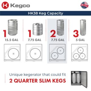 Kegco Kegerator 24" Wide Single Tap Black/Stainless Steel Undercounter Beer Dispenser HK38BSU-1