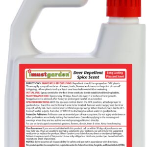 I Must Garden Deer Repellent Hose-End Concentrate: Spice Scent Deer Spray for Gardens, Plants, and Trees – 32oz Covers 10,000 sq. ft.