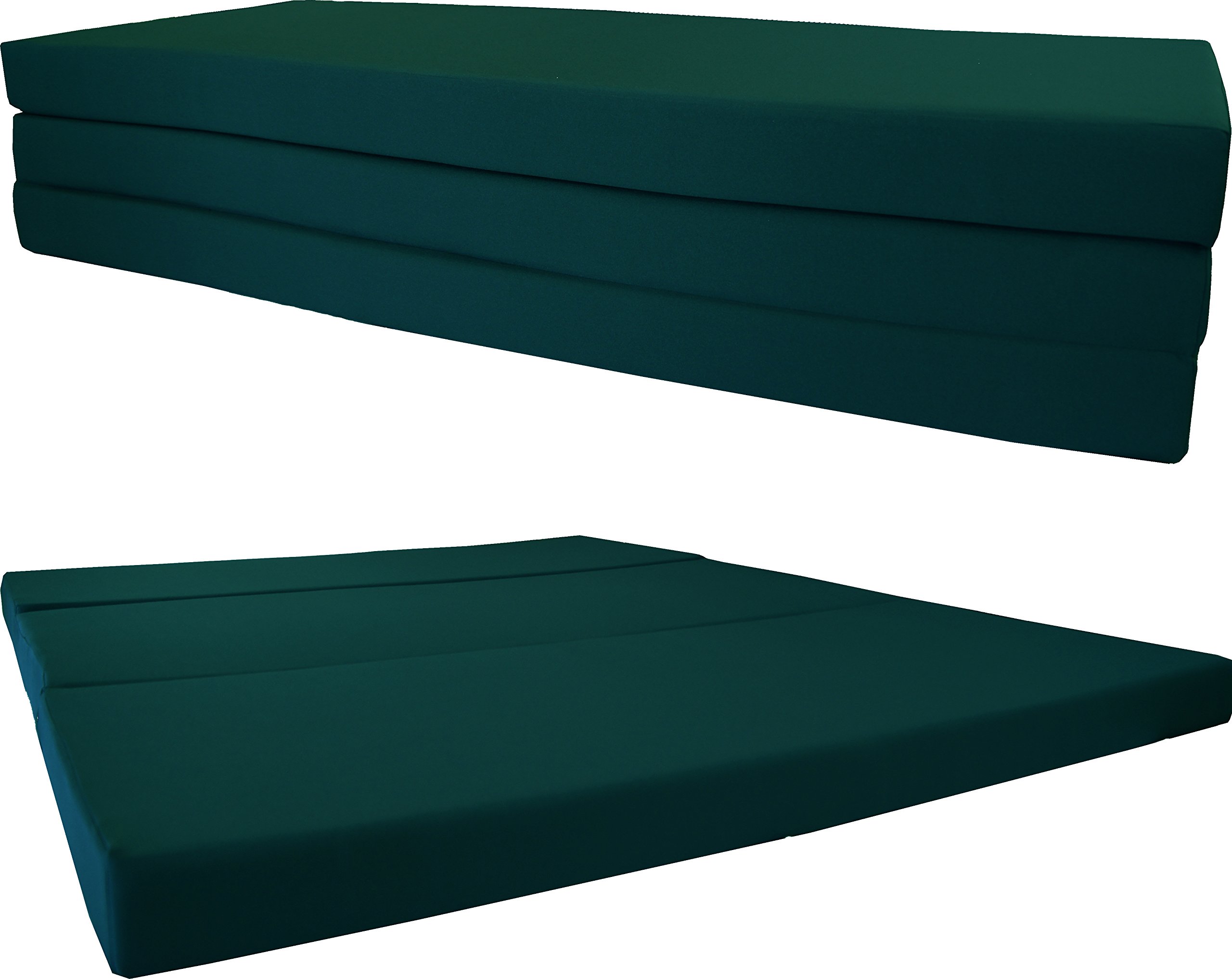 D&D Futon Furniture Shikibuton Tri-Folded Bed, High Density 1.8 lbs Foam, Twin Size, Full, Queen Folding Mattresses. (Queen Size 4x60x80, Hunter Green)