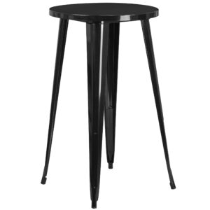 Flash Furniture Nichols Commercial Grade 24" Round Black Metal Indoor-Outdoor Bar Table Set with 2 Cafe Stools