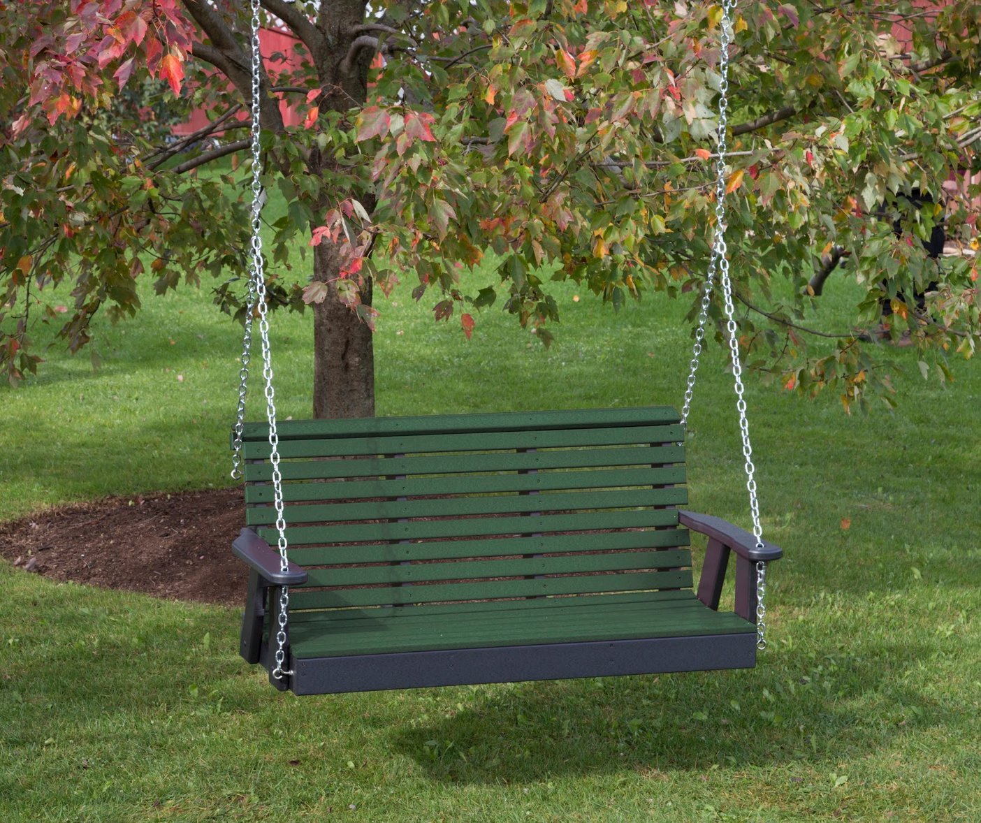 ECOMMERSIFY INC 4FT-Turf Green-Poly Lumber ROLL Back Porch Swing Heavy Duty Everlasting PolyTuf HDPE - Made in USA - Amish Crafted