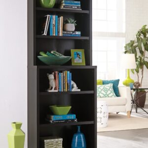 ClosetMaid Bookshelf with 6 Shelf Tiers, Adjustable Shelves, Tall Bookcase Hutch, Sturdy Wood with Closed Back Panel, Black Walnut Finish