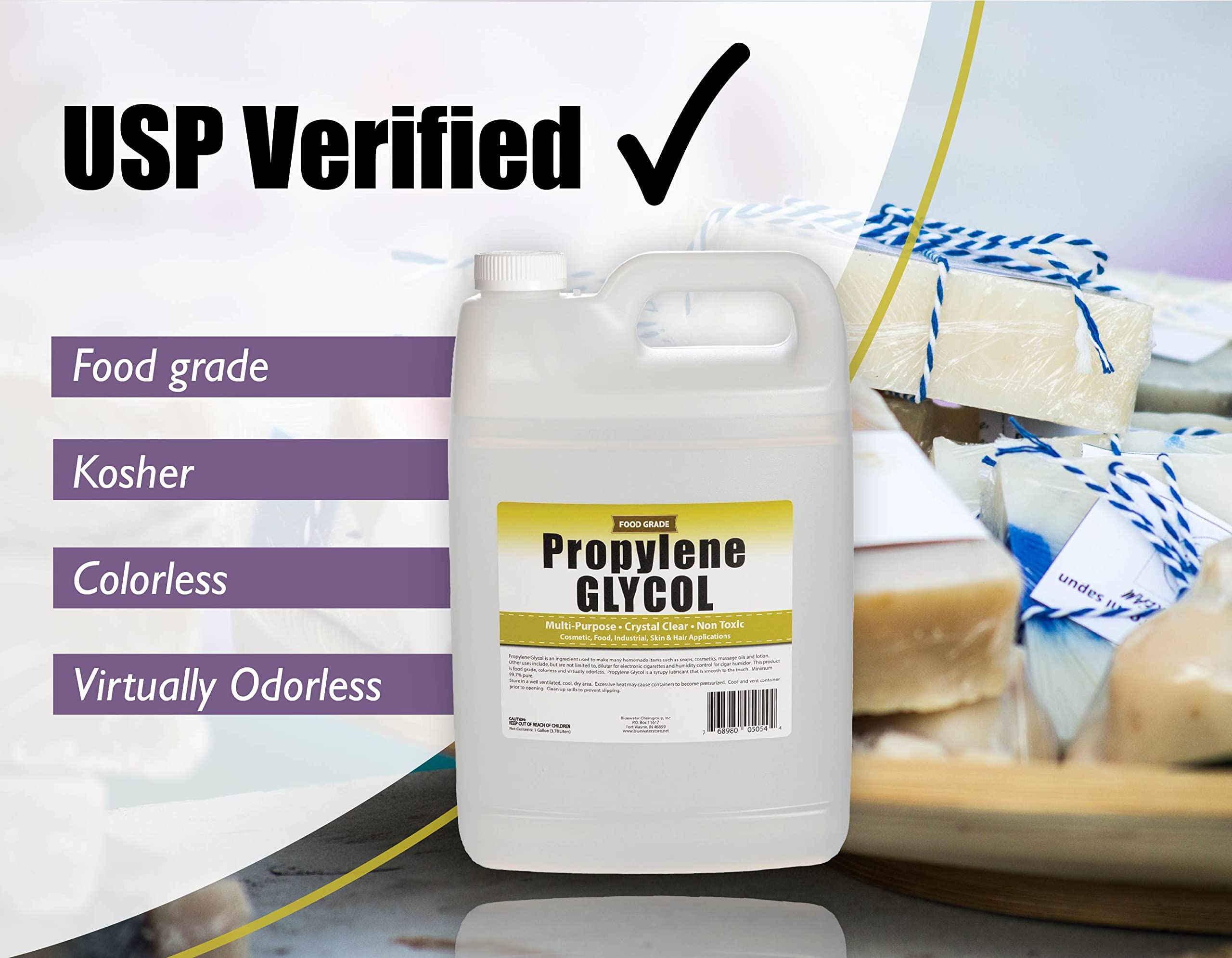 Propylene Glycol - 1 Gallon - USP Certified Food Grade - Highest Purity, Humectant, Fog Machine, Humidor & Antifreeze Solution, Contains Zero Alcohol