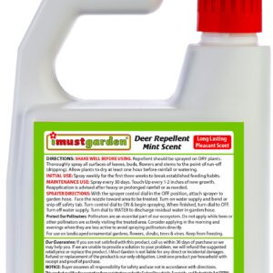 I Must Garden Deer Repellent Hose END Concentrate: Mint Scent Deer Spray for Gardens, Plants, and Trees – 32oz Easy Hose End Sprayer – Covers 10,000 sq. ft.