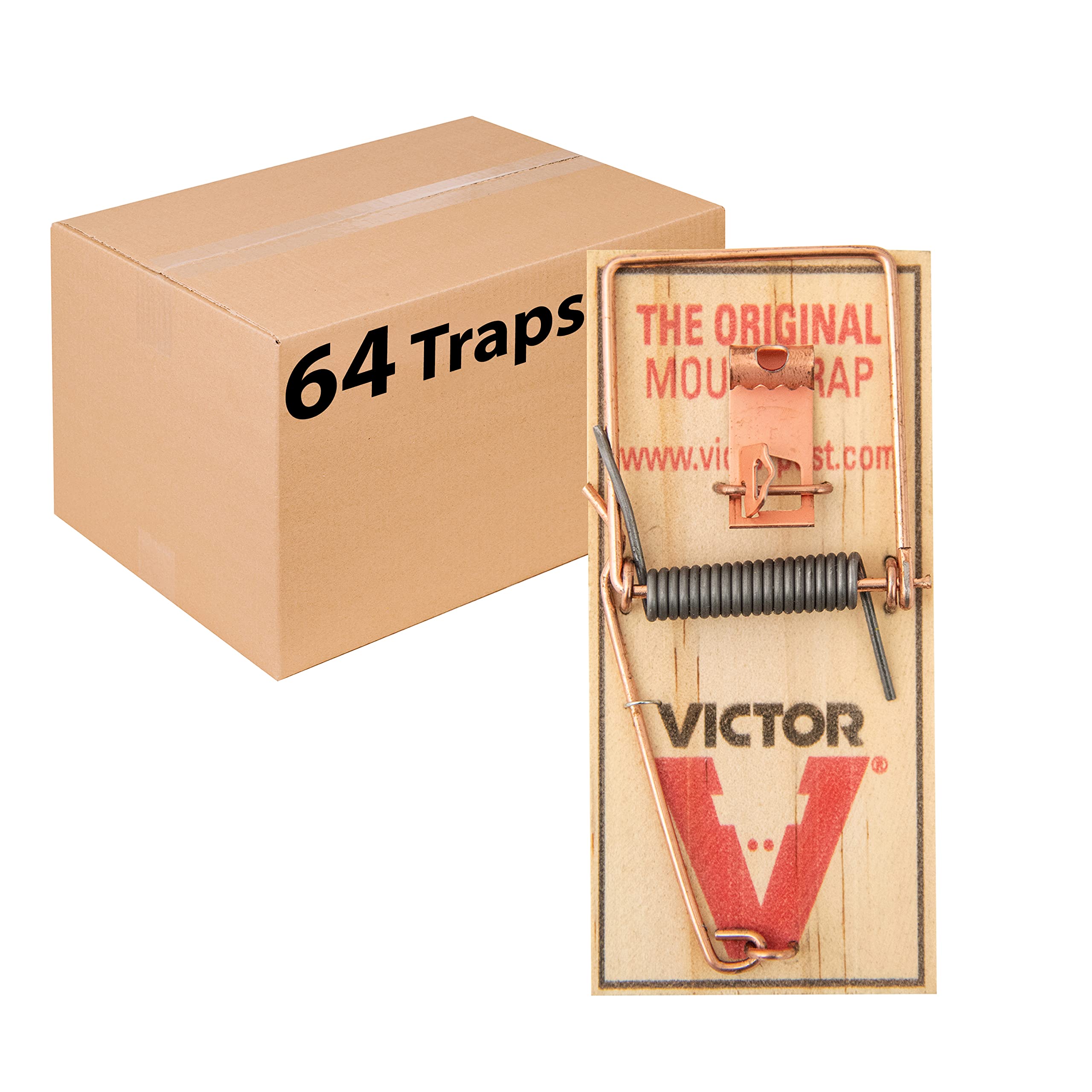 Victor M156 Metal Pedal Sustainably Sourced FSC Wood Snap Mouse Trap - 64 Traps