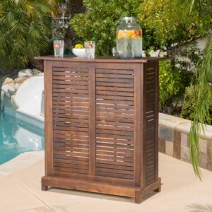 Christopher Knight Home Riviera Acacia Non-FSC KD Wood Bar, Rich Mahagony, Dimensions: 39.40”L x 16.50”W x 43.30”H