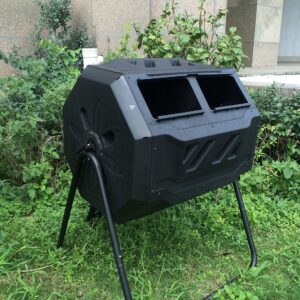 It's useful. Twin Chamber Rotating Compost Bin - Dual Chamber Rolling Compost Tumbler with Sliding Door and Solid Steel Frame