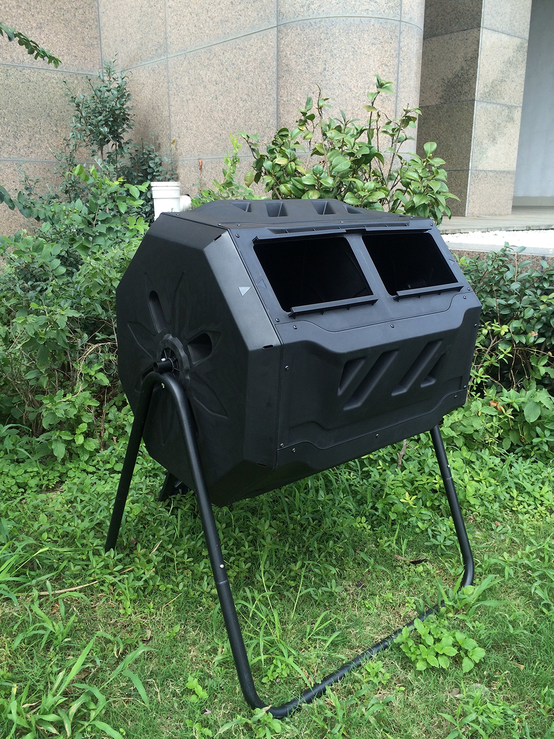 It's useful. Twin Chamber Rotating Compost Bin - Dual Chamber Rolling Compost Tumbler with Sliding Door and Solid Steel Frame