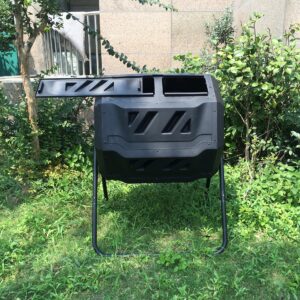 It's useful. Twin Chamber Rotating Compost Bin - Dual Chamber Rolling Compost Tumbler with Sliding Door and Solid Steel Frame