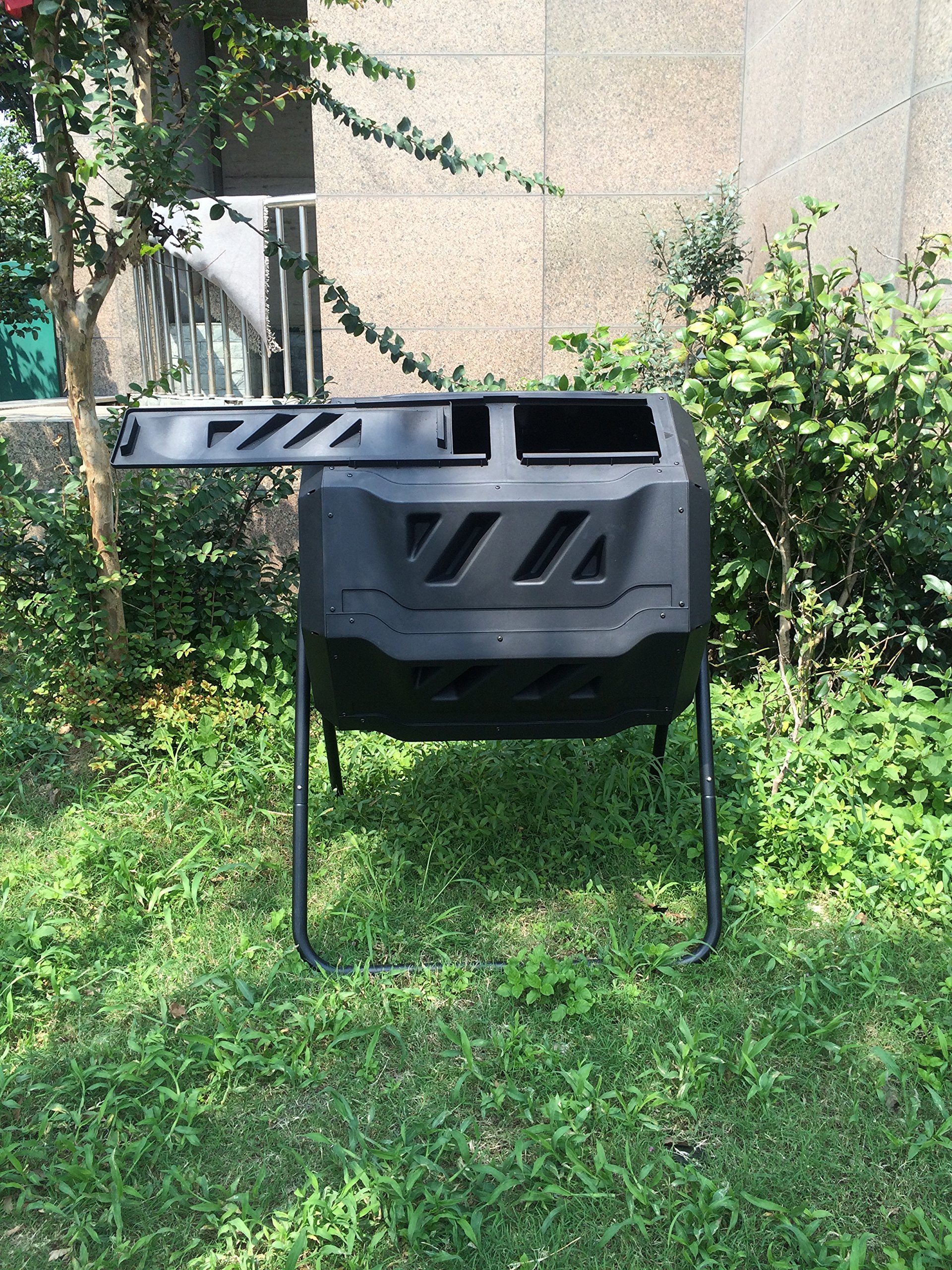 It's useful. Twin Chamber Rotating Compost Bin - Dual Chamber Rolling Compost Tumbler with Sliding Door and Solid Steel Frame