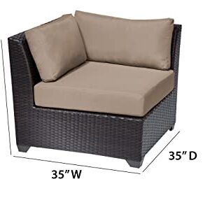 TK Classics Barbados 17 Piece Wicker Outdoor Sectional Seating Group with Storage Coffee Table and Club Chairs, Grey