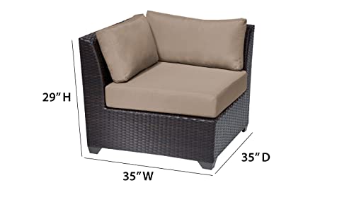 TK Classics Barbados 17 Piece Wicker Outdoor Sectional Seating Group with Storage Coffee Table and Club Chairs, Grey