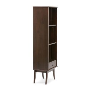 SIMPLIHOME Draper SOLID HARDWOOD 22 Inch Mid Century Modern Bookcase and Storage Unit in Medium Auburn Brown, For the Living Room, Study Room and Office