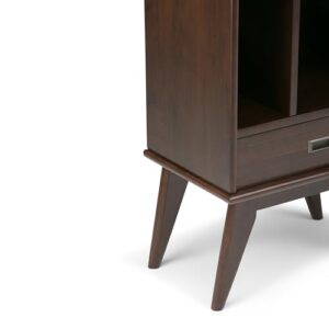 SIMPLIHOME Draper SOLID HARDWOOD 22 Inch Mid Century Modern Bookcase and Storage Unit in Medium Auburn Brown, For the Living Room, Study Room and Office