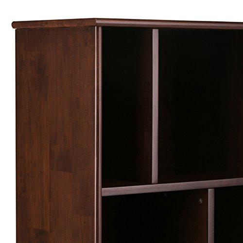 SIMPLIHOME Draper SOLID HARDWOOD 22 Inch Mid Century Modern Bookcase and Storage Unit in Medium Auburn Brown, For the Living Room, Study Room and Office