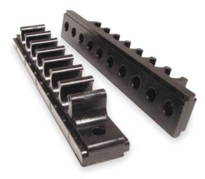 tube rack, 10 channels, 1/4 in, black, pk2