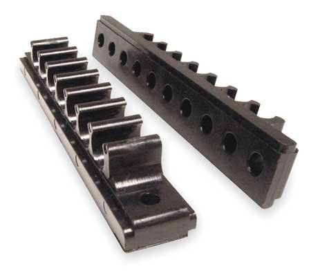 Tube Rack, 10 Channels, 1/4 In, Black, PK2