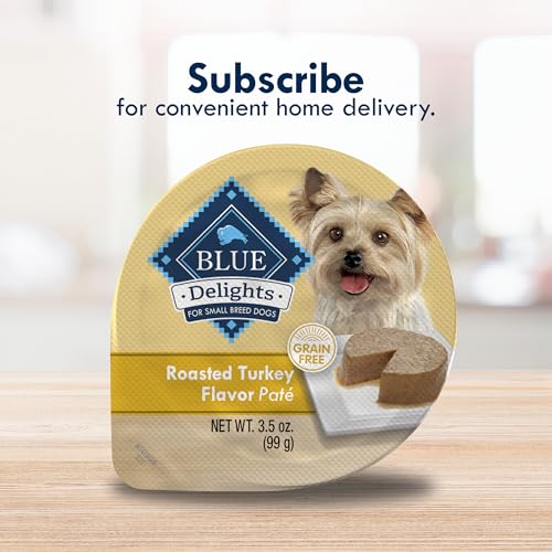 Blue Buffalo Delights Natural Adult Small Breed Wet Dog Food Cups, Pate Style, Roasted Turkey Flavor in Savory Juice 3.5-oz (Pack of 12)