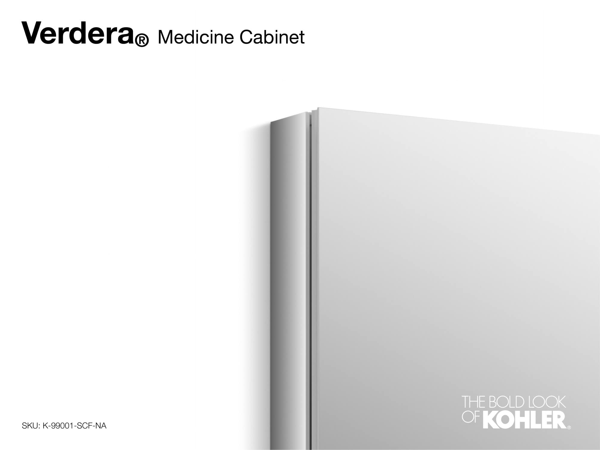 Kohler Verdera 15 in. W x 30 in. H Aluminum medicine cabinet with adjustable flip-out flat mirror