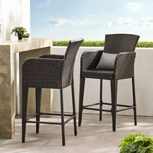 Christopher Knight Home Anaya Wicker Bar Stool, 45", Multibrown