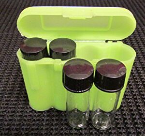 APGOLF 4 New 1 oz Gold Mining Glass Vials and Vial Case Holder Interlocking Nesting Green