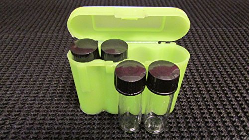 APGOLF 4 New 1 oz Gold Mining Glass Vials and Vial Case Holder Interlocking Nesting Green