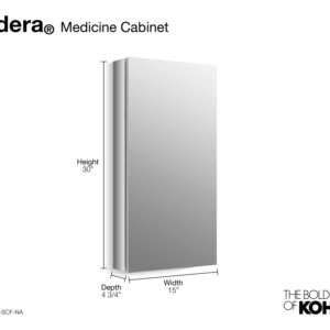 Kohler Verdera 15 in. W x 30 in. H Aluminum medicine cabinet with adjustable flip-out flat mirror