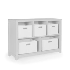 Guidecraft Classic Bookshelf - Gray: Wooden 5-Compartment Storage Shelving Unit for Kids Toys, Books, Paper, TV, and Bins - Children's Playroom Bookcase Furniture