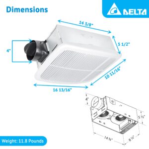 Delta Breez Radiance Exhaust Bathroom Fan 80 CFM Energy Efficient Quiet Operation Brushless Motor with Built-In Thermostat Heater, White