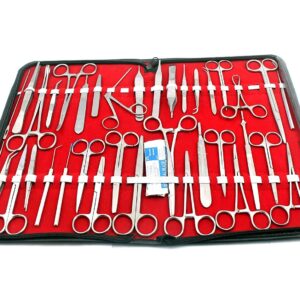 OdontoMed2011® 157 Pcs Advanced Set for Anatomy & Biology Students with 1 Scissors ! Forceps ! Hemostat-! Blades - Case - Lab Veterinary Botany Stainless Steel Set for Frogs Animals Etc