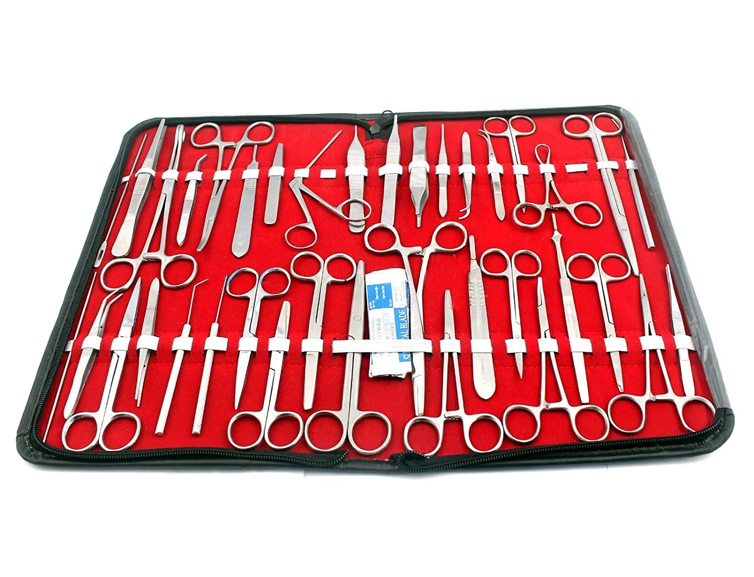 OdontoMed2011® 157 Pcs Advanced Set for Anatomy & Biology Students with 1 Scissors ! Forceps ! Hemostat-! Blades - Case - Lab Veterinary Botany Stainless Steel Set for Frogs Animals Etc