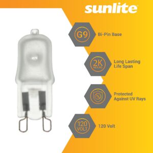 Sunlite Q60/FR/G9/120V/12PK Halogen 60W 120V Q60 Single Ended Capsule Light Bulbs, Frosted Finish, 3200K Bright White, Bi-Pin (G9) Base, 12 Pack