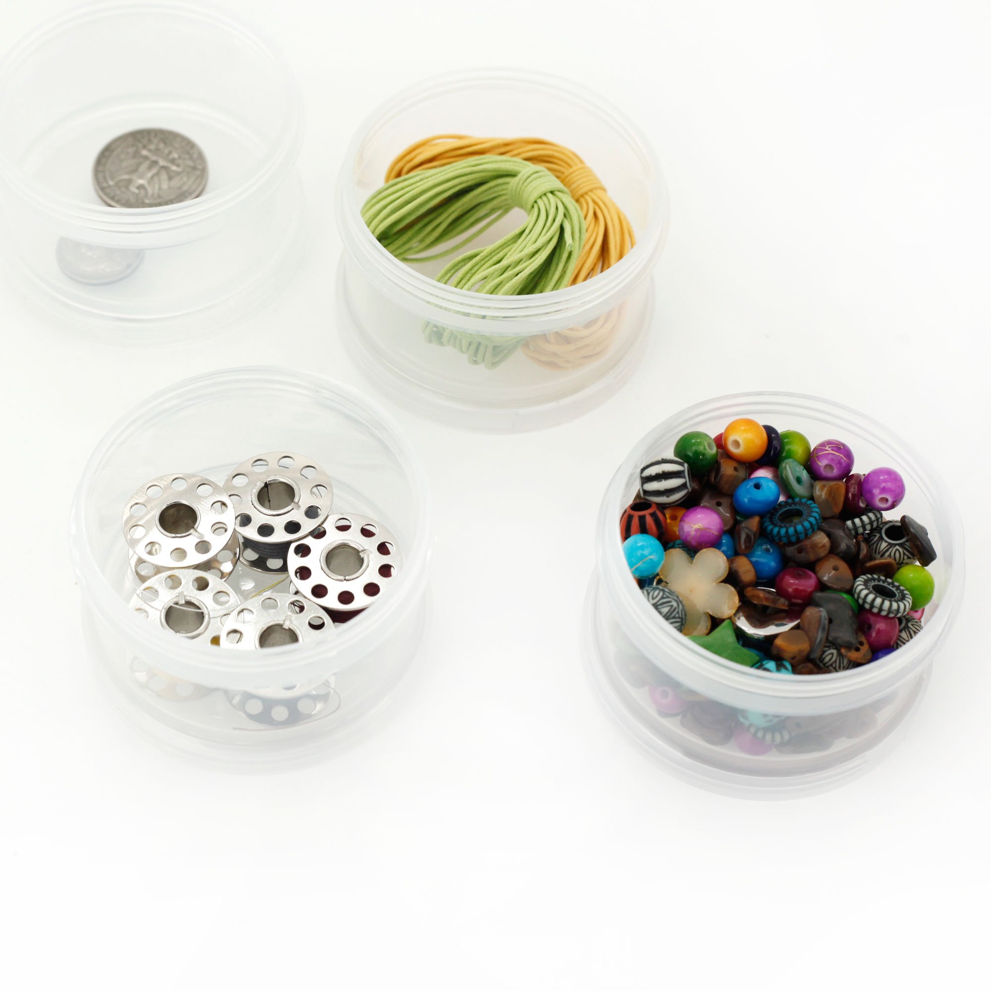 Paylak Containers Storage Small Impact Resistant Stackable Clear 5 For Beads Crafts Findings Small Items 2.50" Round