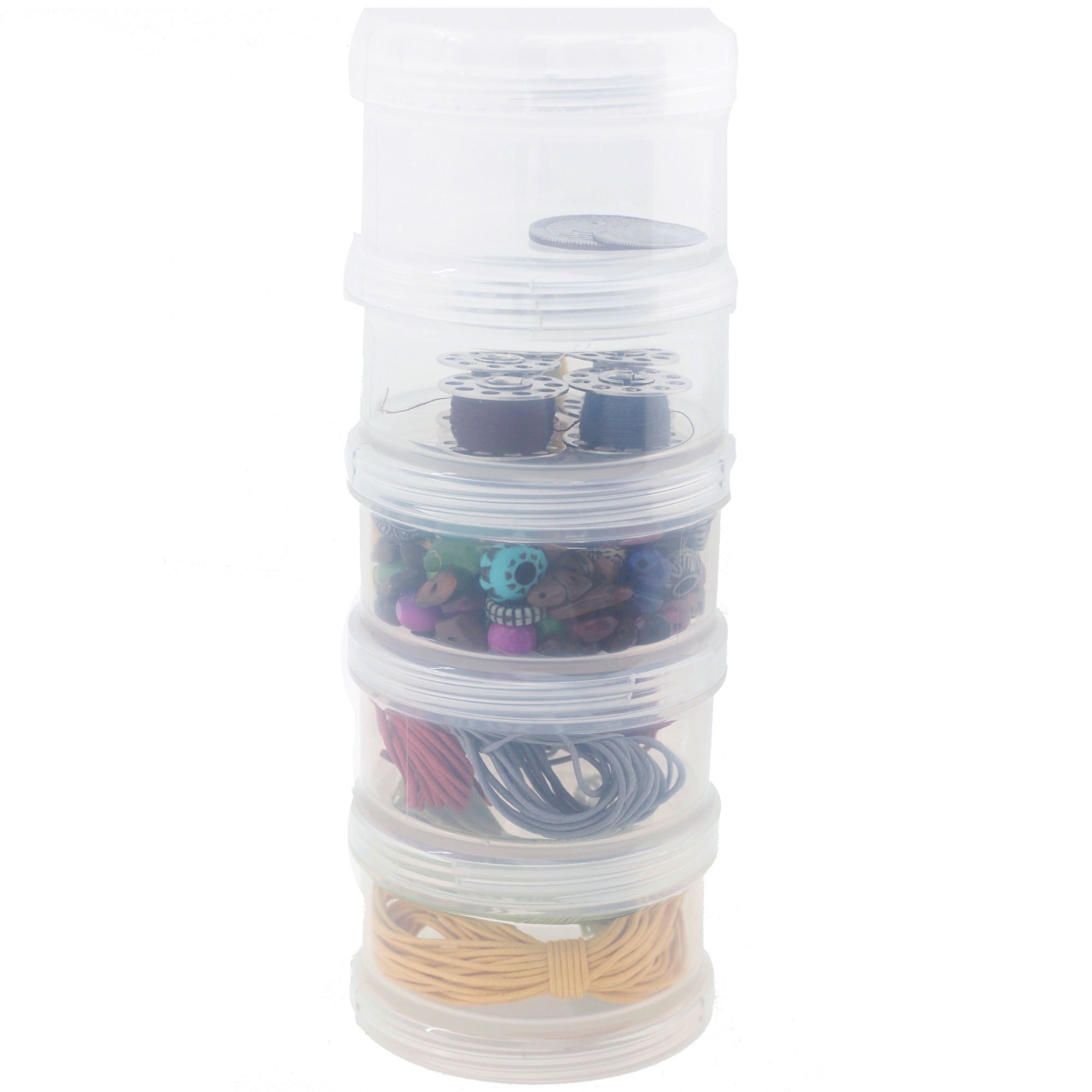 Paylak Containers Storage Small Impact Resistant Stackable Clear 5 For Beads Crafts Findings Small Items 2.50" Round