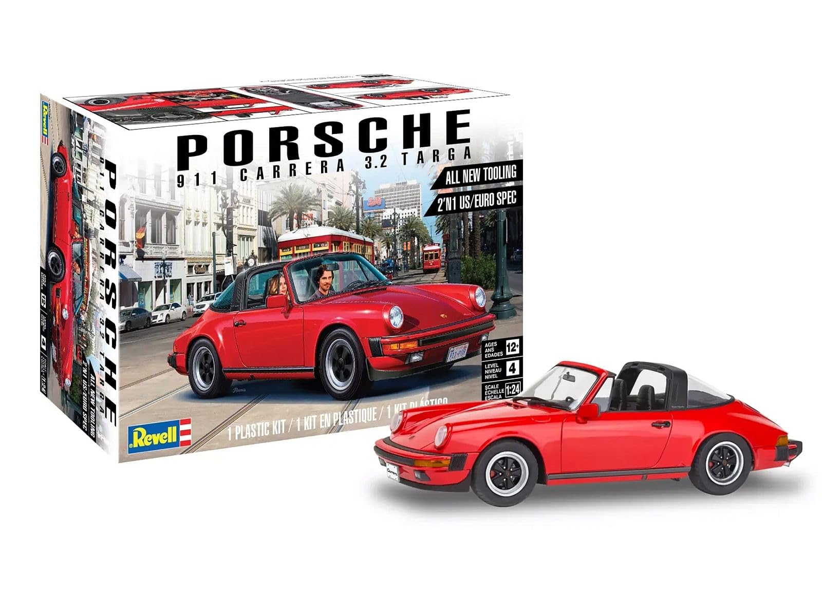 Revell Level 4 Model Kit Porsche 911 Carrera 3.2 Targa 2-in-1 Kit 1/24 Scale Model