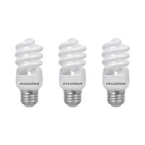 SYLVANIA T2 Twist Light Bulb, 60W Equivalent, Efficient 13W, Ballasted E26 Medium Base, 850 Lumens, 2700K, Soft White - 3 Pack (26371)