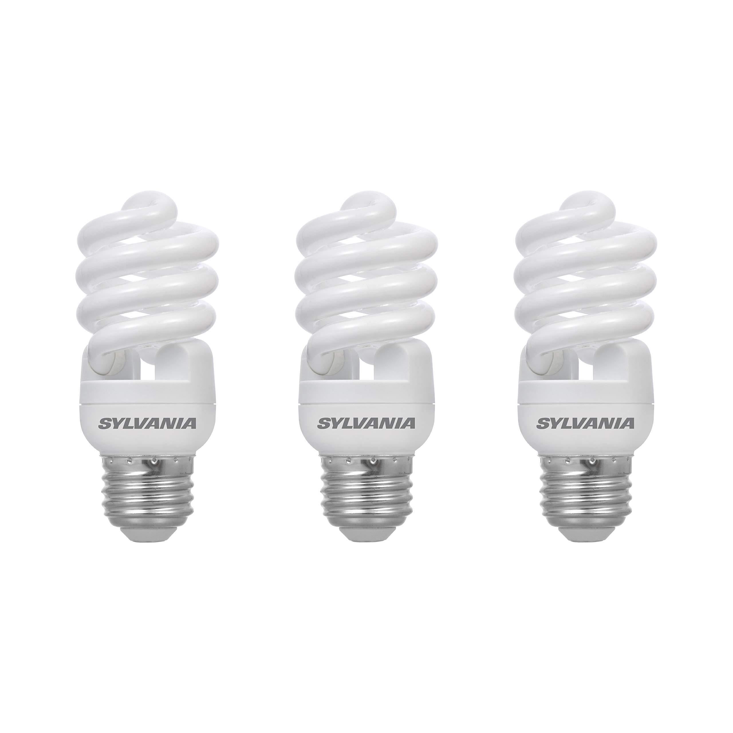 SYLVANIA T2 Twist Light Bulb, 60W Equivalent, Efficient 13W, Ballasted E26 Medium Base, 850 Lumens, 2700K, Soft White - 3 Pack (26371)