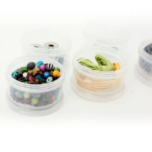 Paylak Containers Storage Small Impact Resistant Stackable Clear 5 For Beads Crafts Findings Small Items 2.50" Round