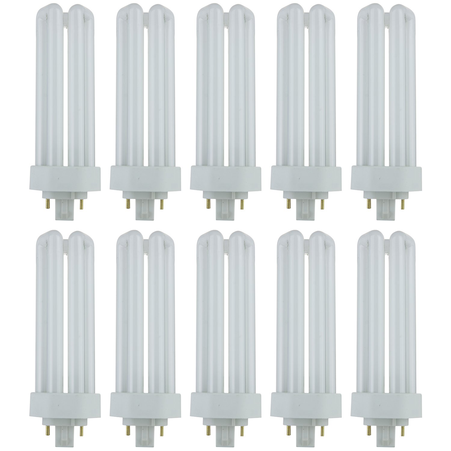 Sunlite CFL Plug-in PLT 4-Pin Triple Tube Light, 32 Watts, 4-Pin GX24q3 Base, 2400 Lumens, 3500K Neutral White, 10 Pack