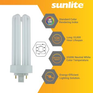 Sunlite CFL Plug-in PLT 4-Pin Triple Tube Light, 32 Watts, 4-Pin GX24q3 Base, 2400 Lumens, 3500K Neutral White, 10 Pack