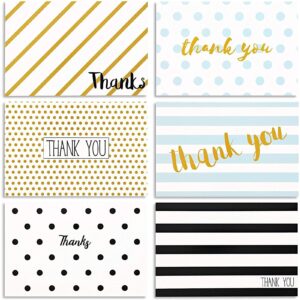 juvale 48 pack blank thank you cards with envelopes, 4x6 notecards for birthday, wedding, graduation, 6 designs