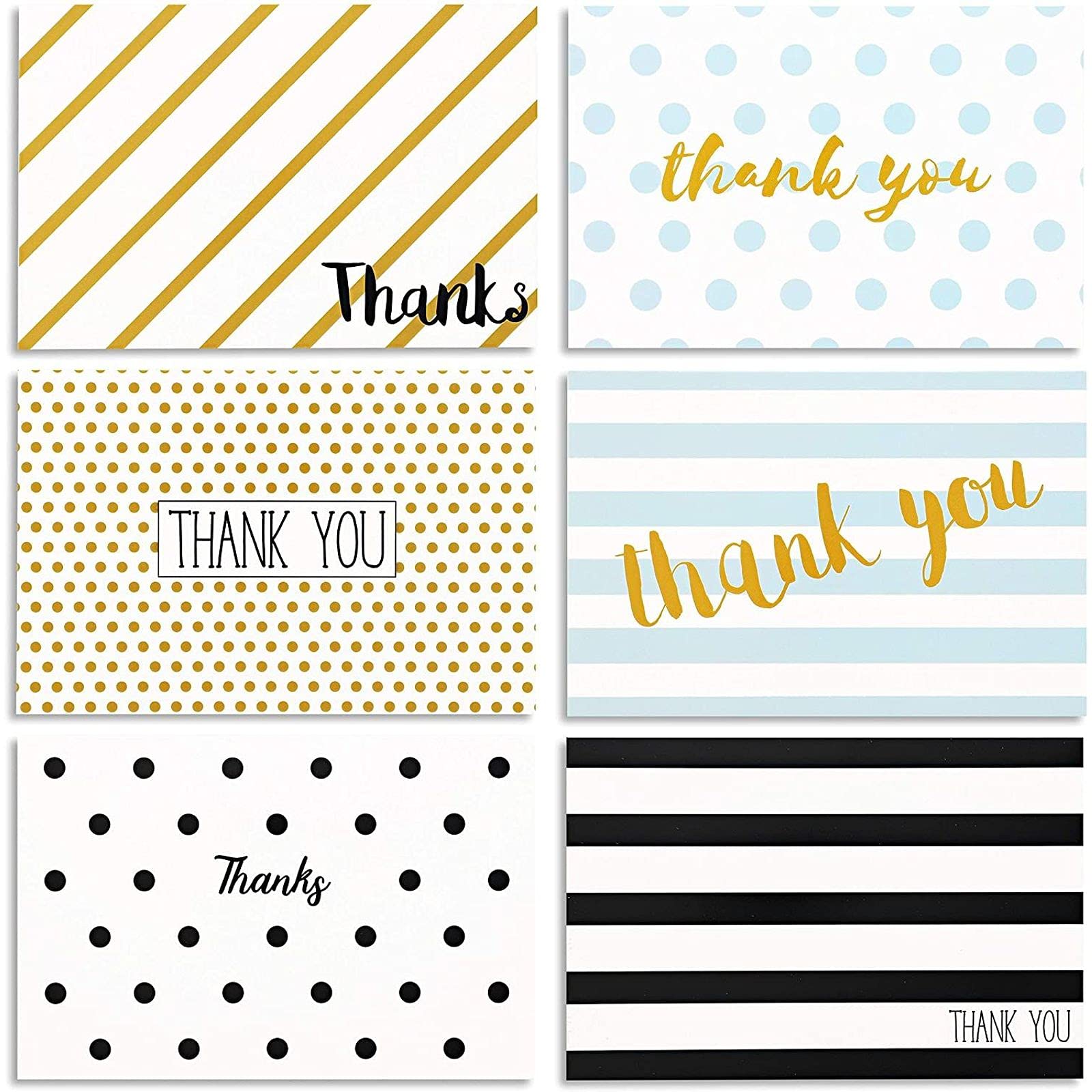 Juvale 48 Pack Blank Thank You Cards with Envelopes, 4x6 Notecards for Birthday, Wedding, Graduation, 6 Designs