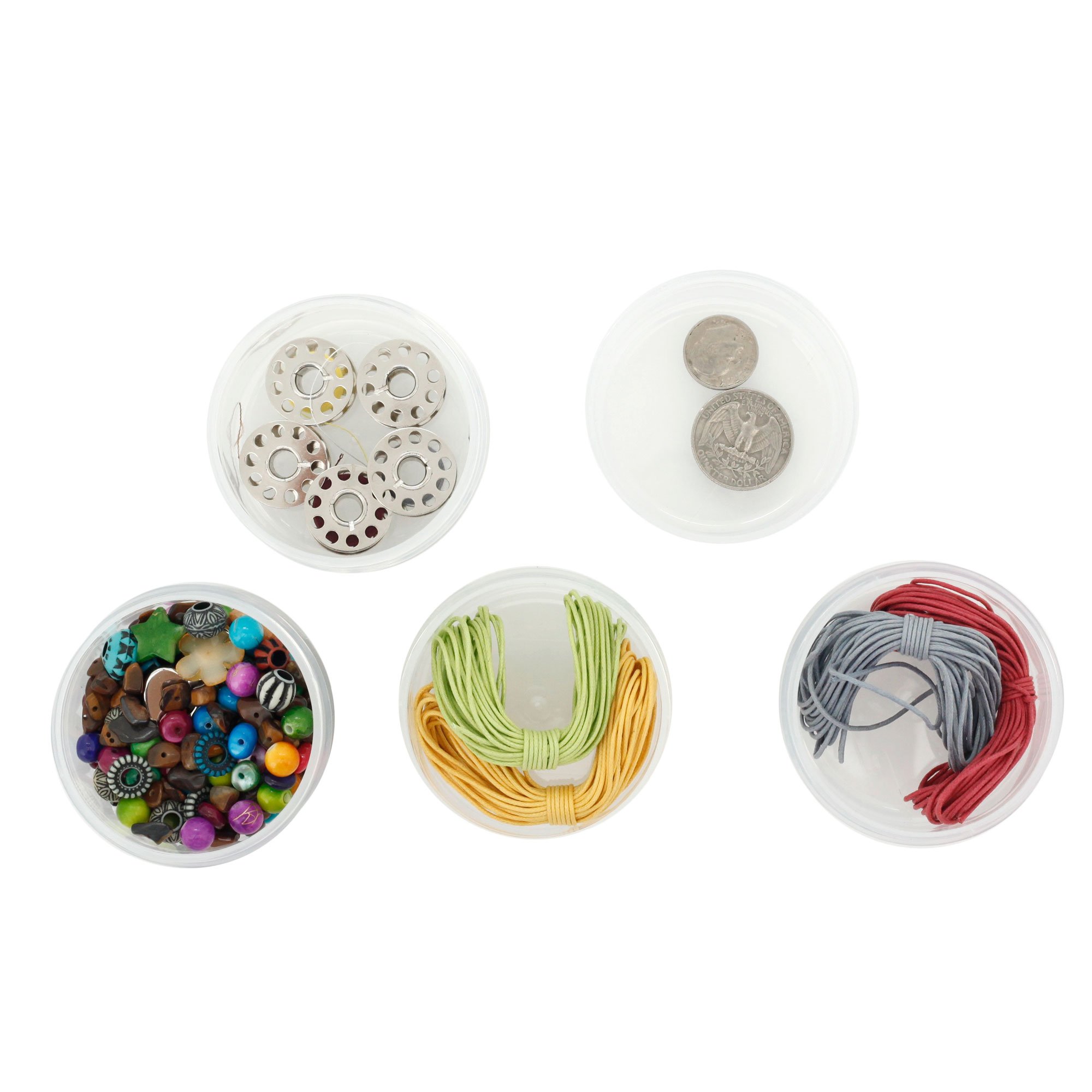 Paylak Containers Storage Small Impact Resistant Stackable Clear 5 For Beads Crafts Findings Small Items 2.50" Round