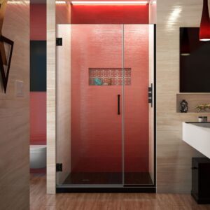 dreamline unidoor plus 39 1/2 - 40 in. w x 72 in. h frameless hinged shower door in satin black, shdr-243957210-09