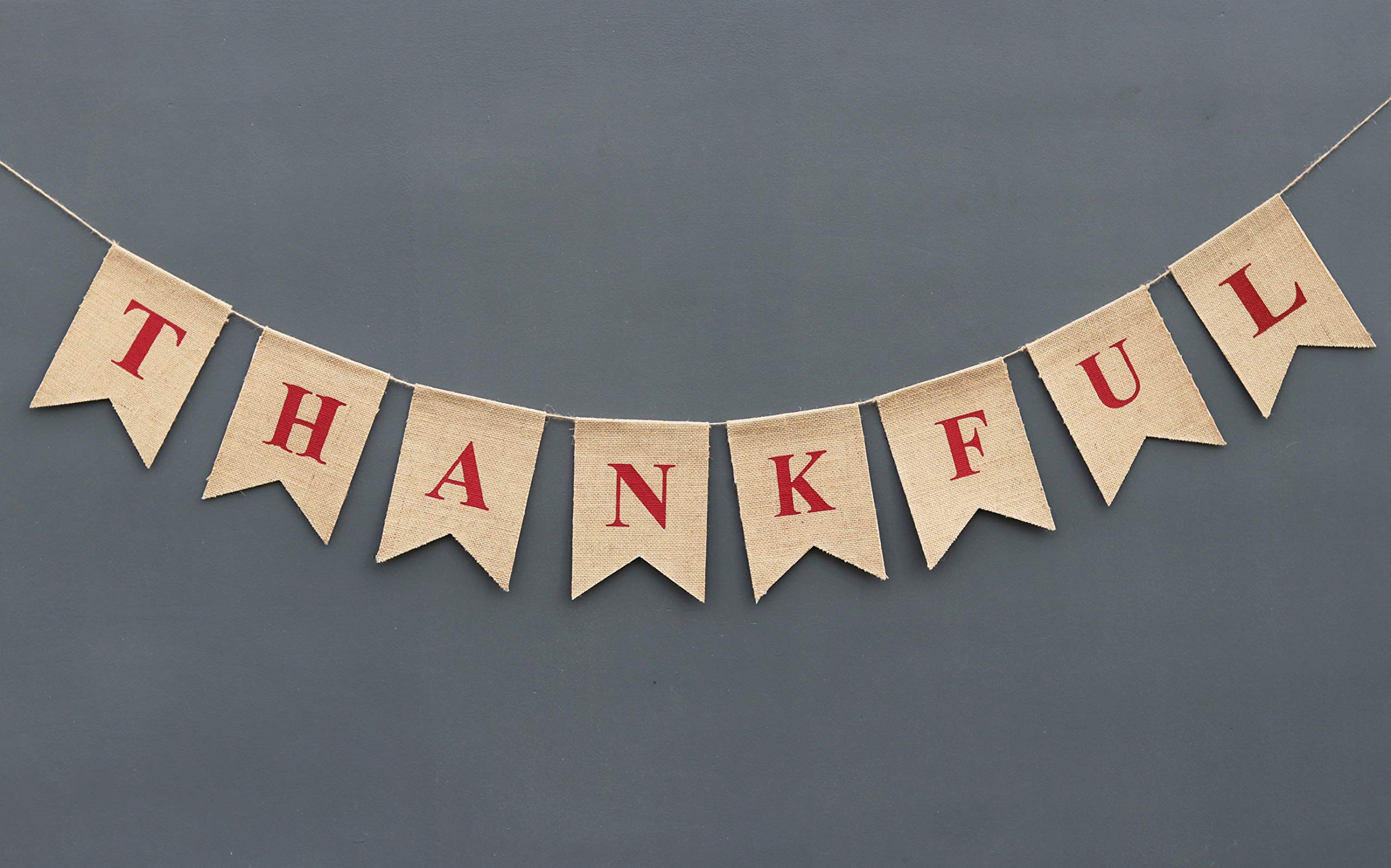 Thankful Burlap Banner Thanksgiving Decoration Engagement Wedding Bridal Shower Décor Holiday Bunting-Home and Outdoor Banner Elegant Grateful Banner