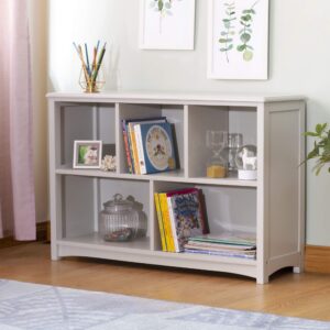 guidecraft classic bookshelf - gray: wooden 5-compartment storage shelving unit for kids toys, books, paper, tv, and bins - children's playroom bookcase furniture