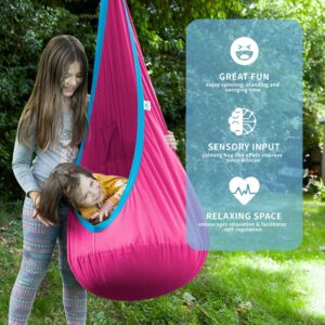 OUTREE Kids Pod Swing Seat Cotton Child Hammock Chair for Indoor and Outdoor use (Pink and Blue)